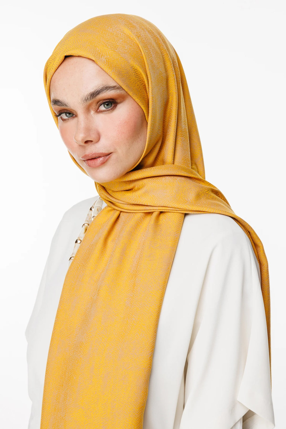 Sahra Desen Çift Taraflı Şal - Vizon-Hardal