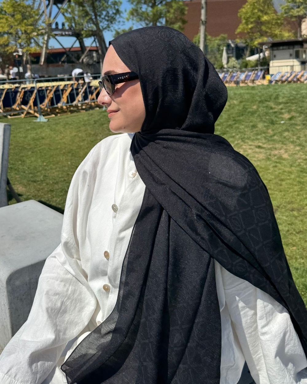 Siyah Imannoor Matris Desen Pamuk Jakar Şal