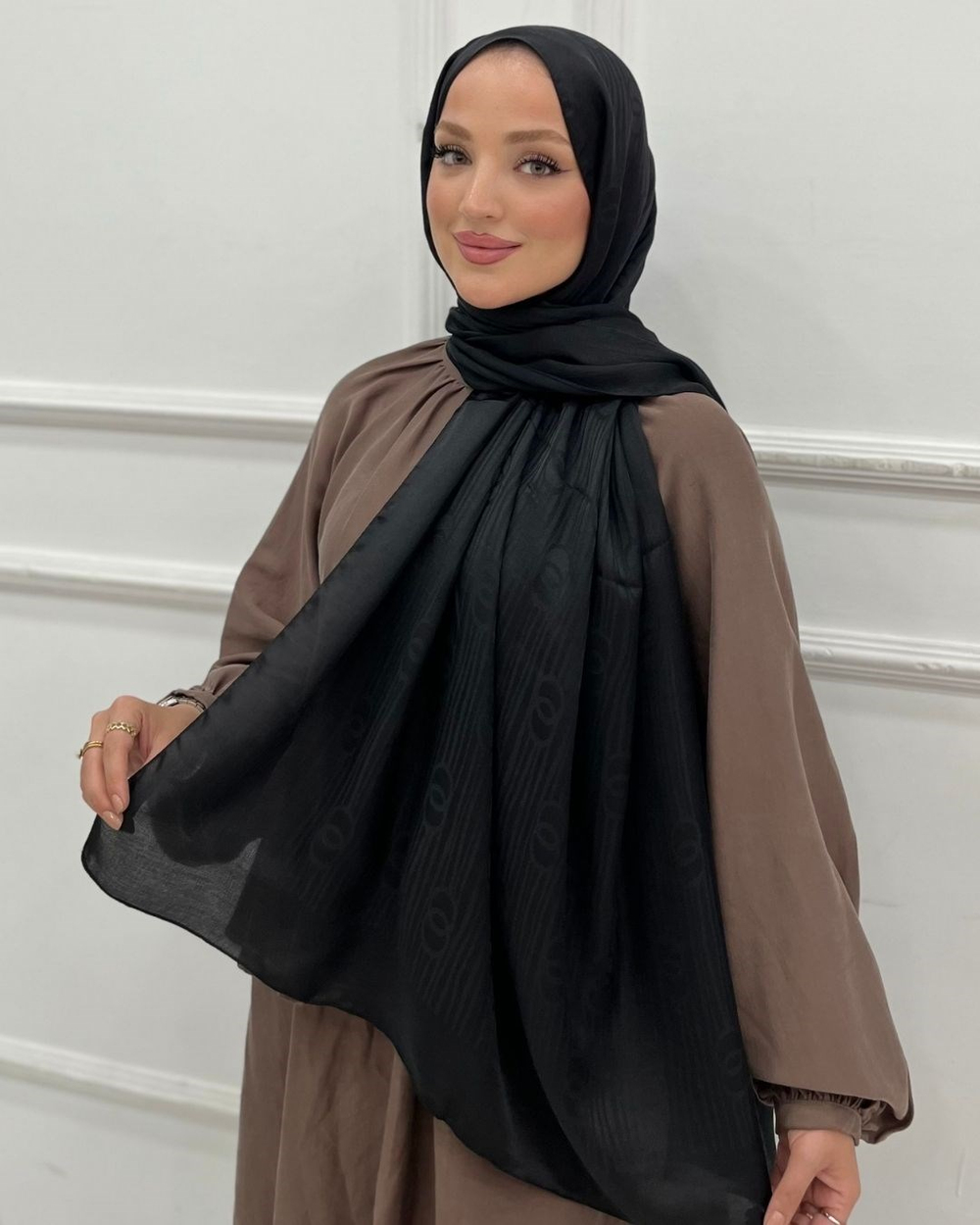 Siyah Imannoor Serena Desen Pamuk Jakar Şal