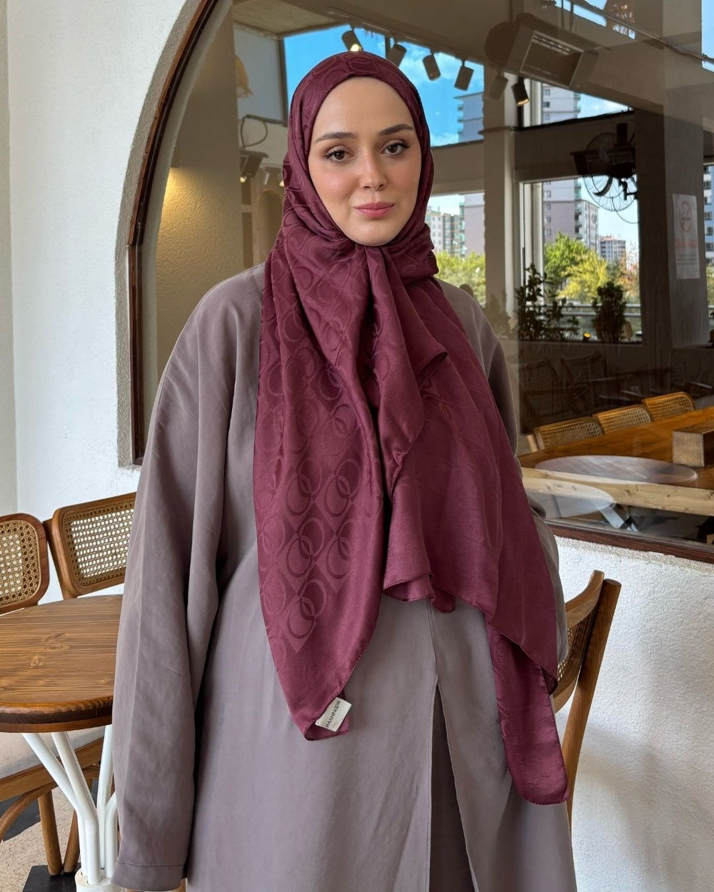 Soft Pembe Imannoor Küçük Dama Desen Pamuk Jakar Şal