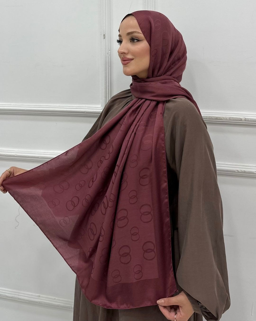 Soft Pembe Imannoor Luna Desen Pamuk Jakar Şal