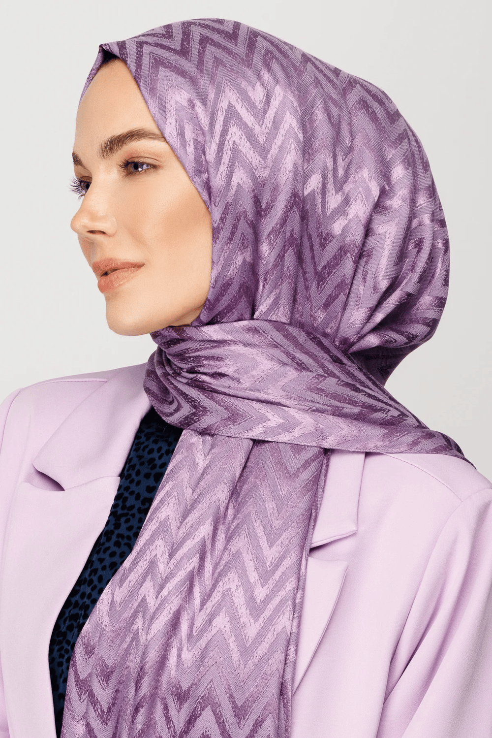 Zikzak Desen Parlak Jakar Şal - Lavanta