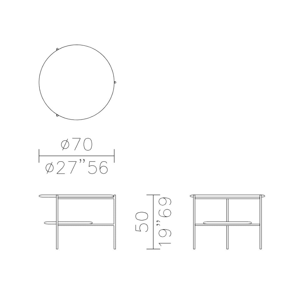 Meridiani Adrian 70R Grey Stone Coffee Table