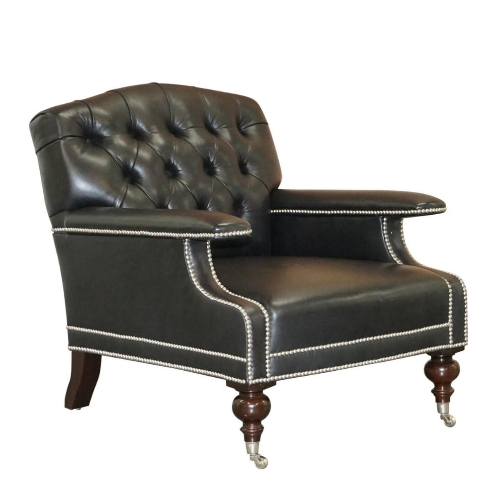 Alfred Tekli Koltuk - Frame: Leather Estate Lux 007 Dark Brown- Finish:Satin Black- Polished Chrome