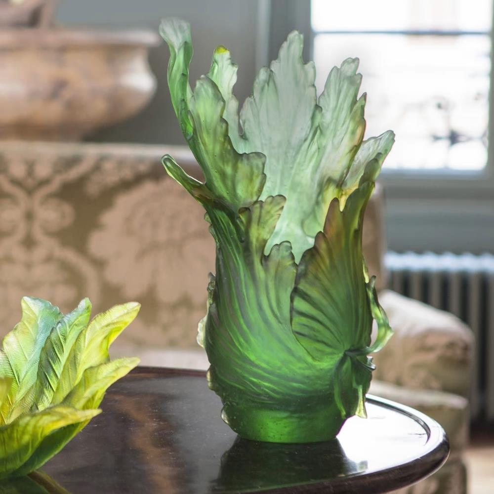 Daum Borneo Green Medium Vase