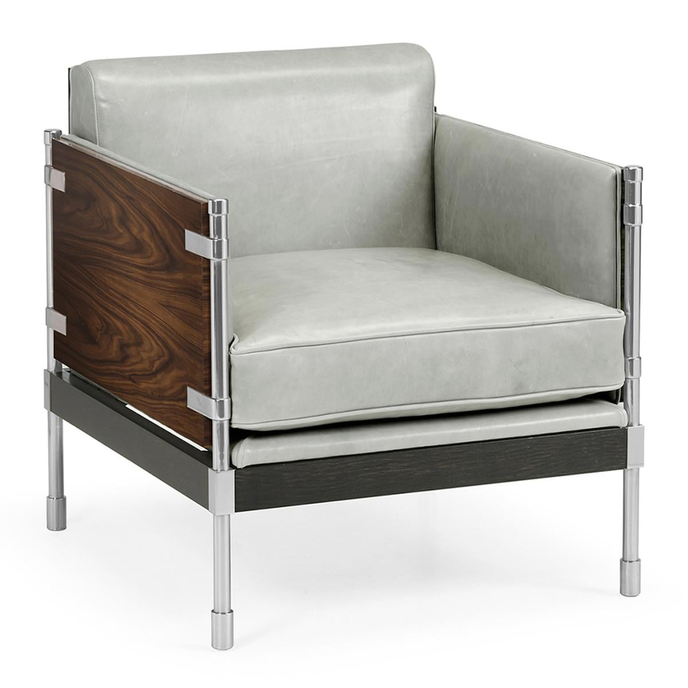 Jonathan Charles Campaign Santos Rosewood & Leather Armchair