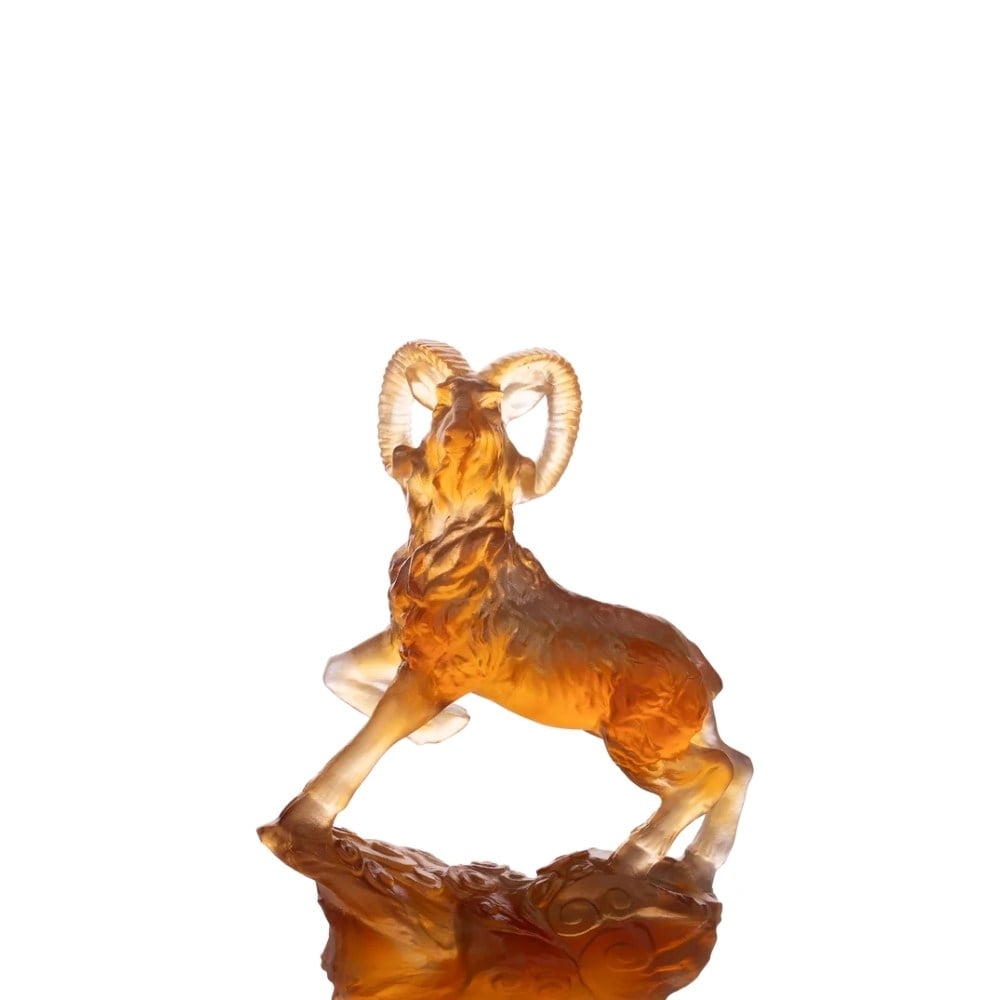 Daum Horoscope Amber Goat Sculpture