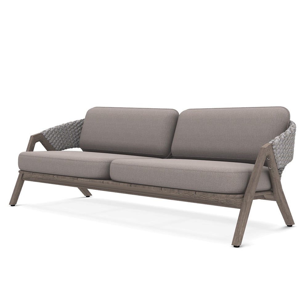 Ethimo Knit  Pickled Teak Light Grey Üçlü Kanepe 