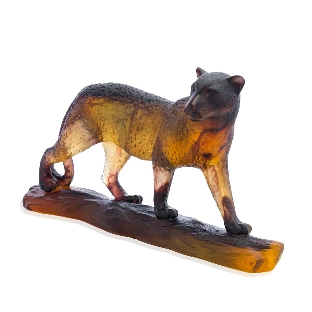 Daum Leopard Amber Leopard Sculpture