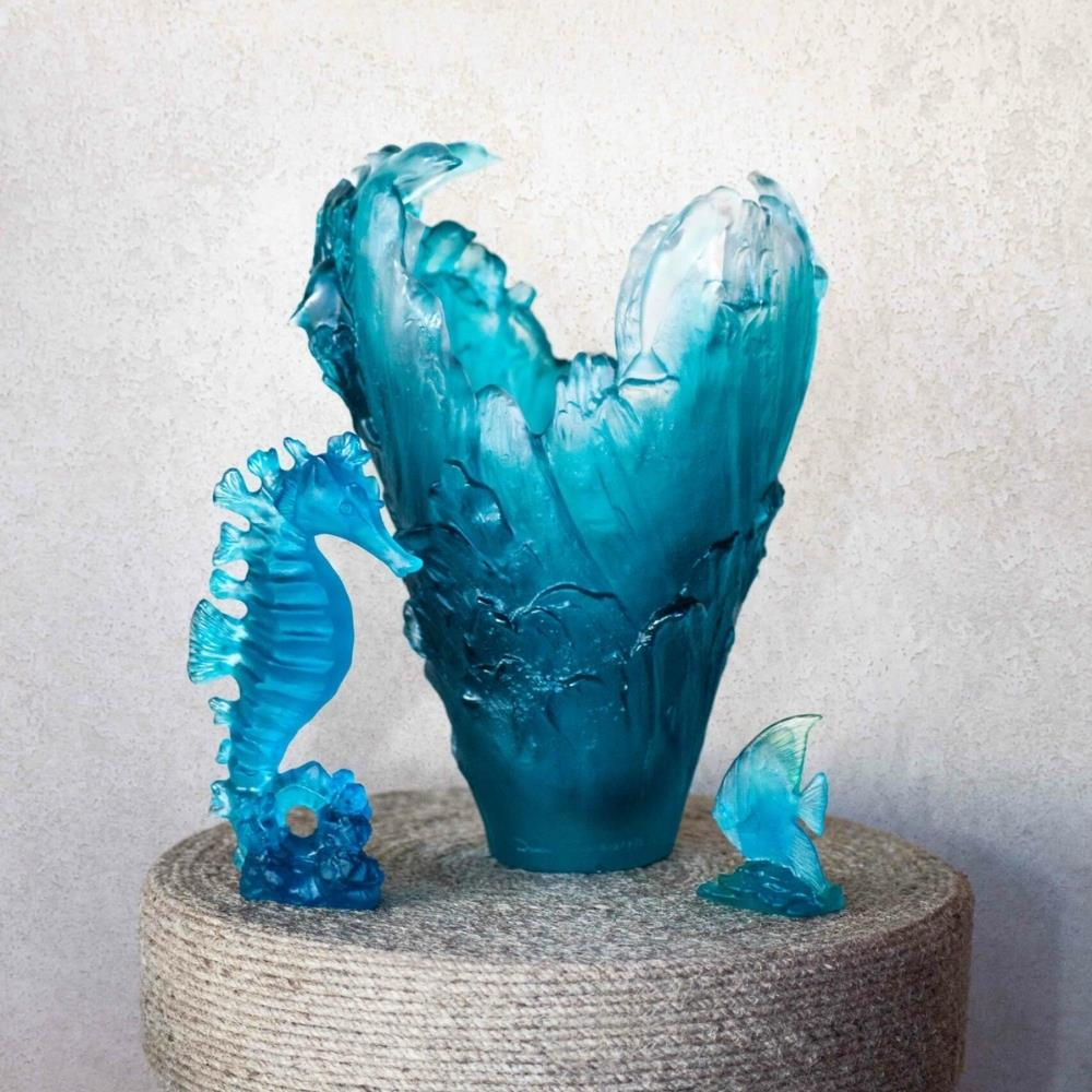 Daum Maya Hippocampe Blue Small Denizatı Heykeli