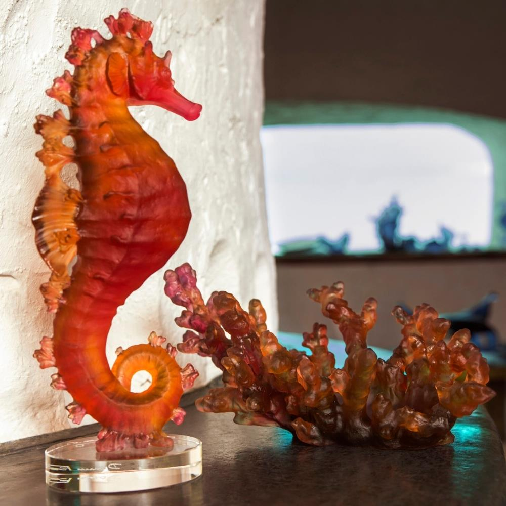 Daum Mer de Corail Red Amber Dekoratif Kase 