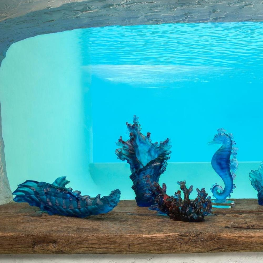 Daum Mer de Corail Centerpiece Blue Dekoratif Obje