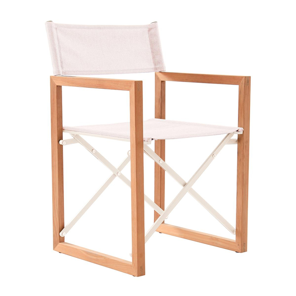 Milan Director Sandalye - Teak + Alum : White + Fabric: Chalk - 54x53xh85 cm