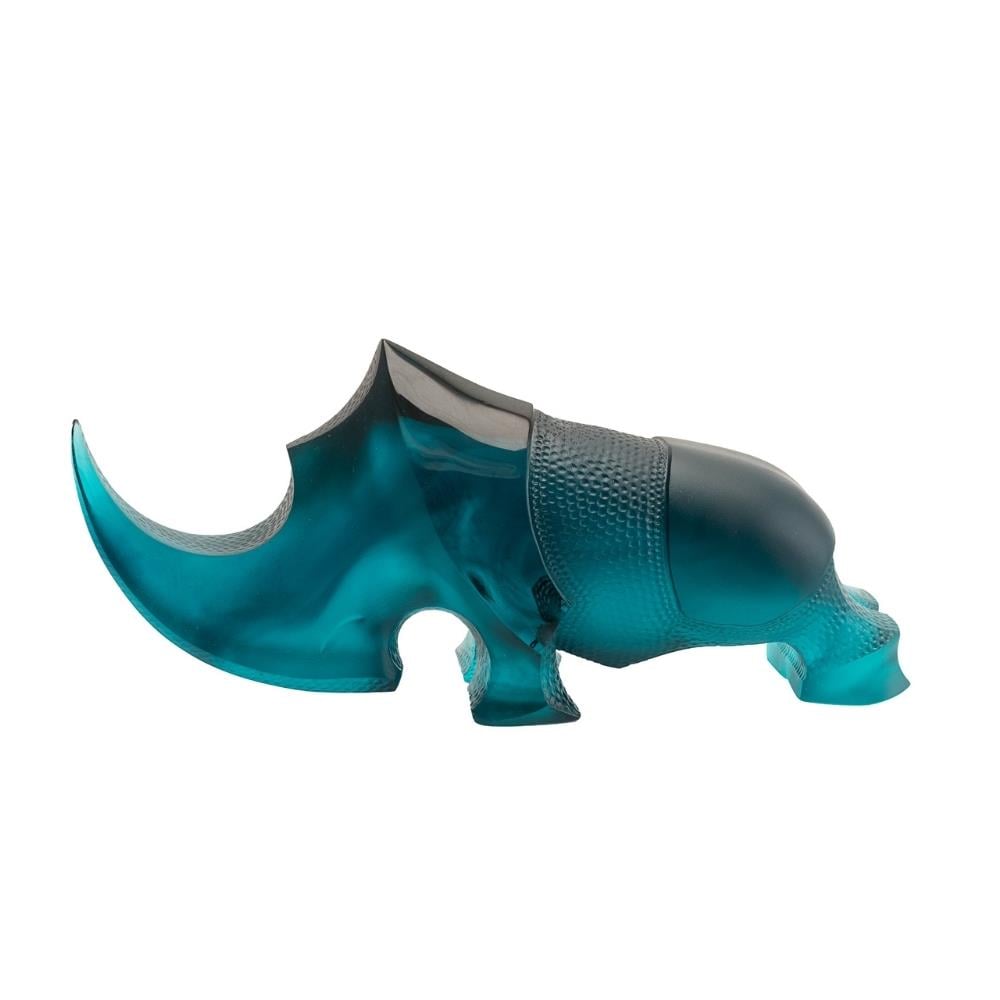 Daum Rhinocéros Ongava Blue Rhino Sculpture