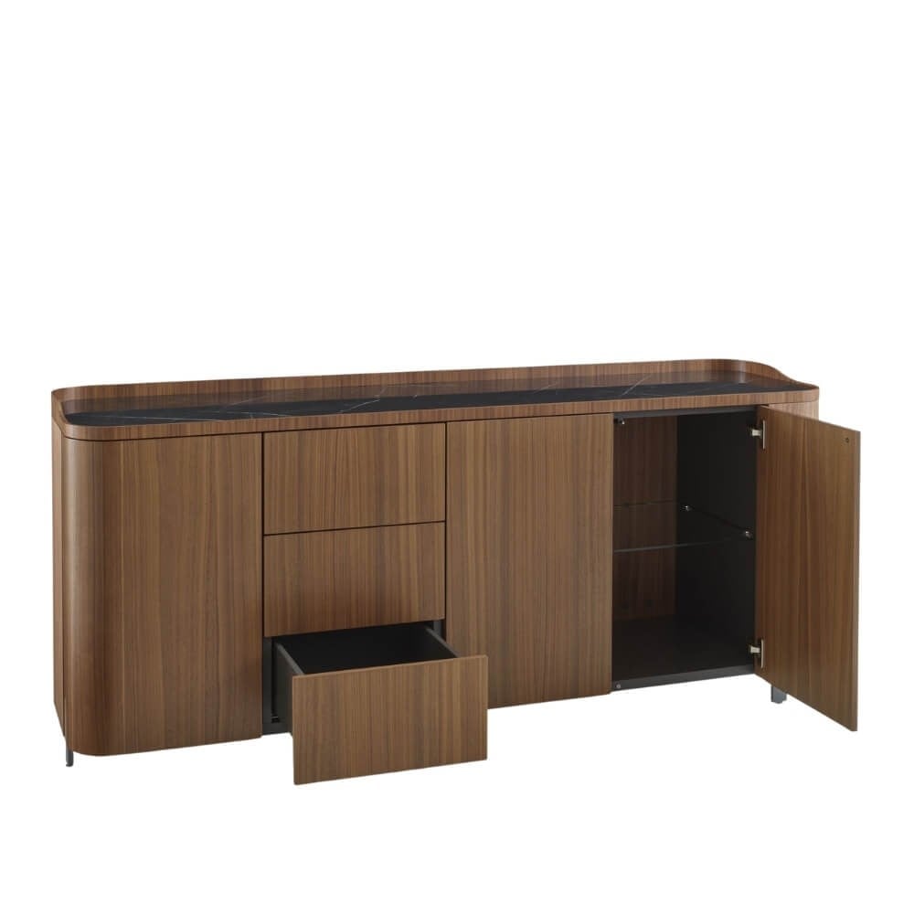 Ligne Roset Postmoderne Walnut Marquinia Büfe