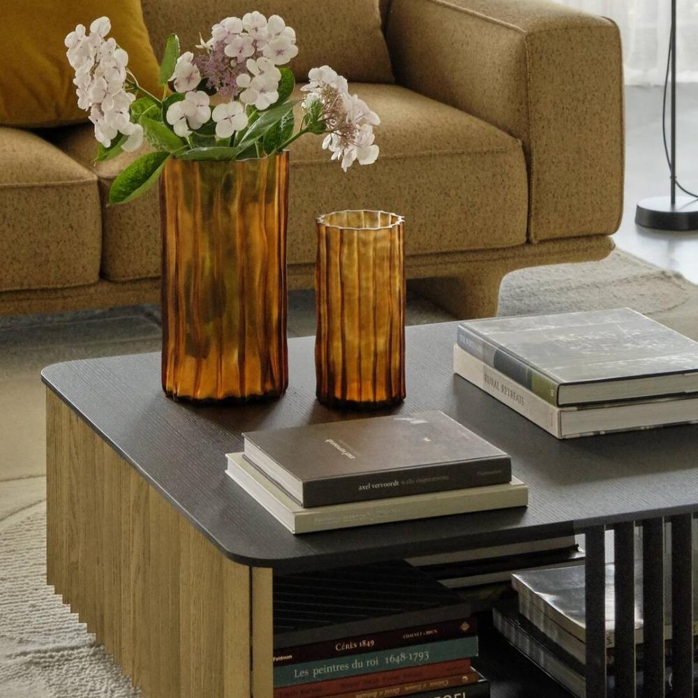 Ligne Roset Ribbed Small Amber İkili Vazo