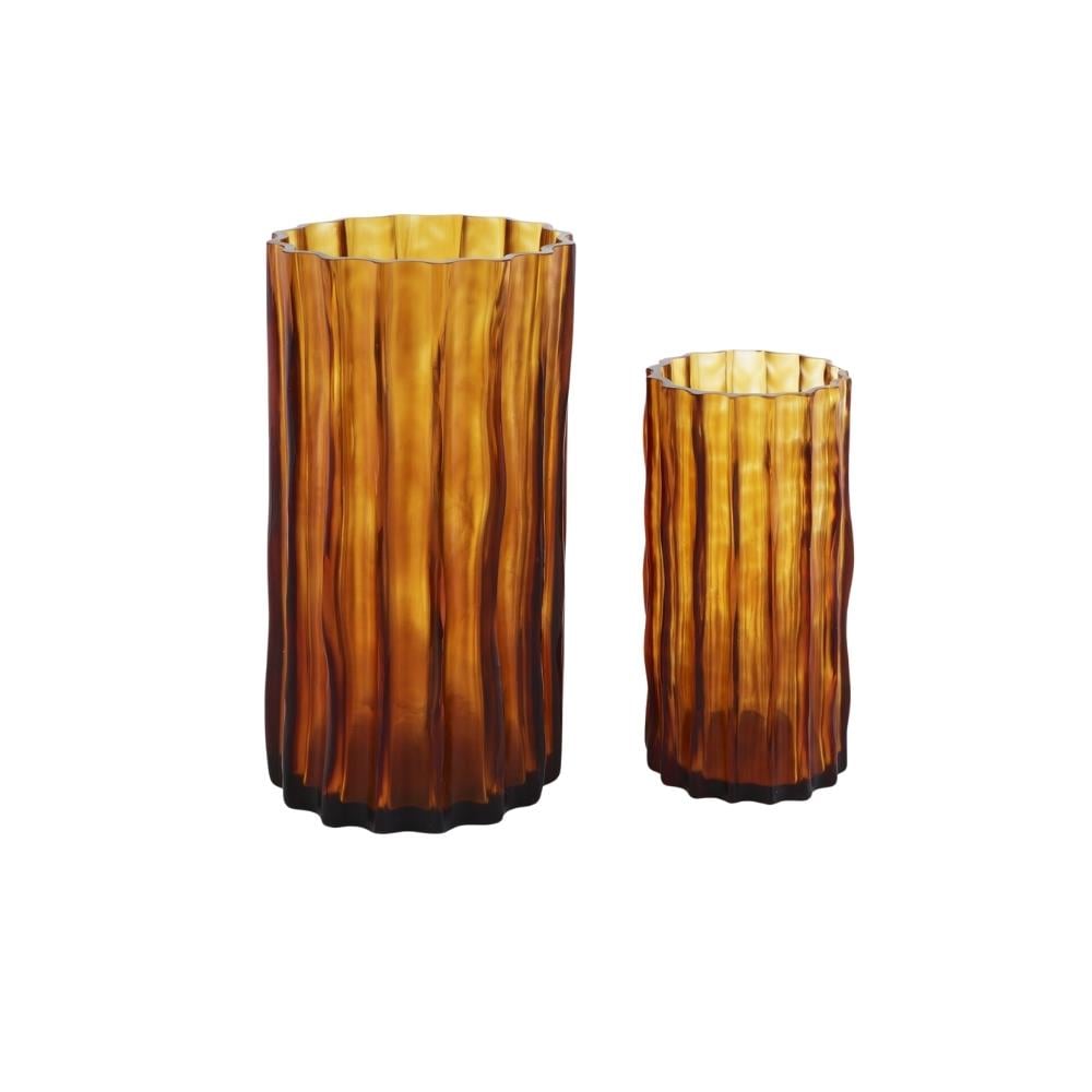 Ligne Roset Ribbed Small Amber İkili Vazo