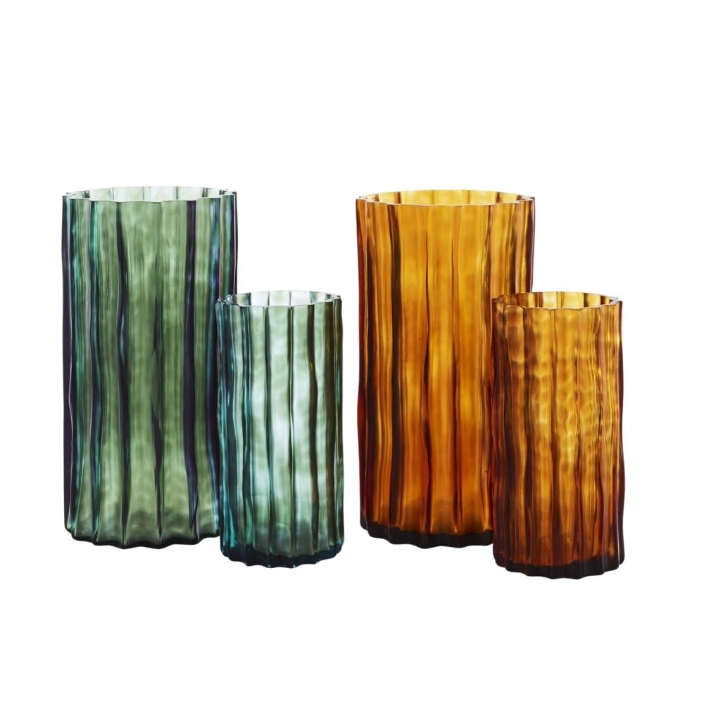 Ligne Roset Ribbed Small Green Set of Two Vases
