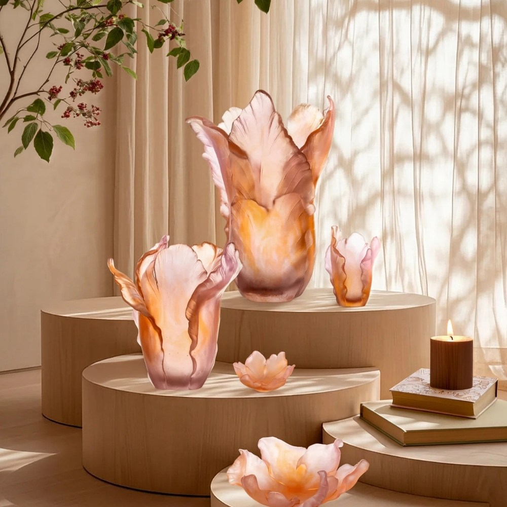 Daum Tulipe Small Amber Pink Vase