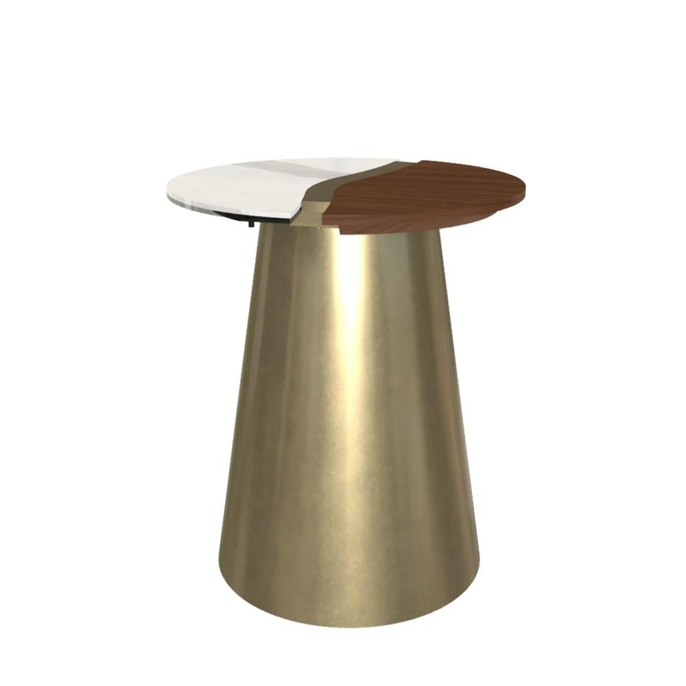 Bontempi  Yang Calacatta Walnut Yuvarlak Yan Sehpa