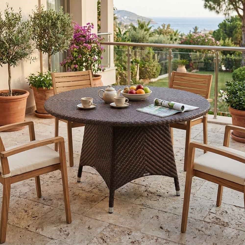 Alfresco Valencia Java Brown Yuvarlak Masa