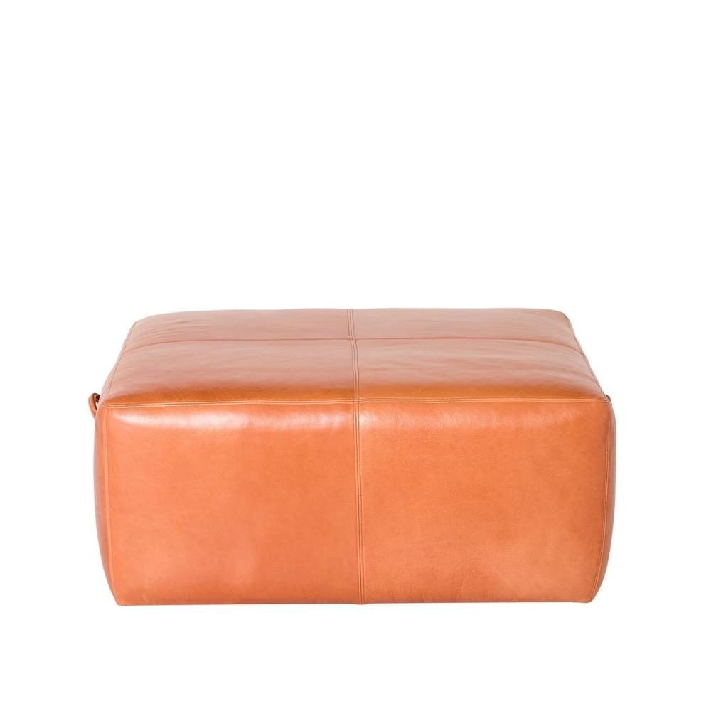 Bernhardt Denley Tan Leather Ottoman