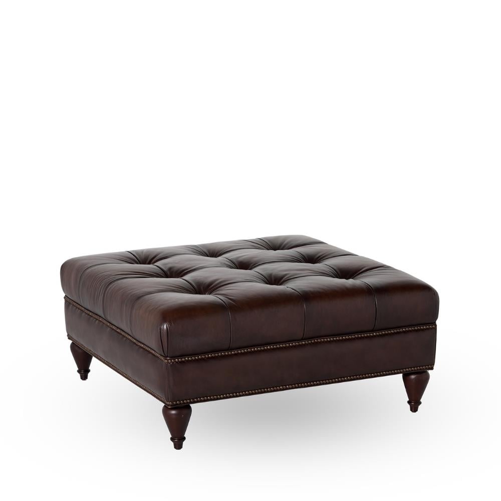 Bernhardt Colston Brown Leather Ottoman