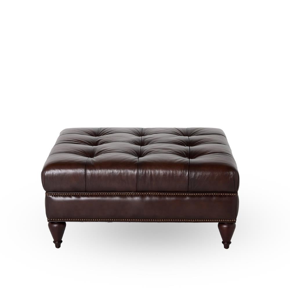 Bernhardt Colston Brown Leather Ottoman