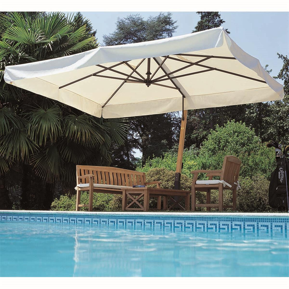 Capri Şemsiye- (300*400)-Ahsap Yandan Gövdeli Mek-Ayak Graf - C/Tubo S/Base Acr Ecru Cvca Std