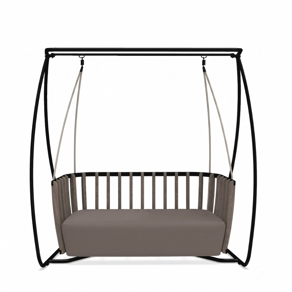 Ethimo Swing Pickled Teak / Sepia Black Hanging Armchair