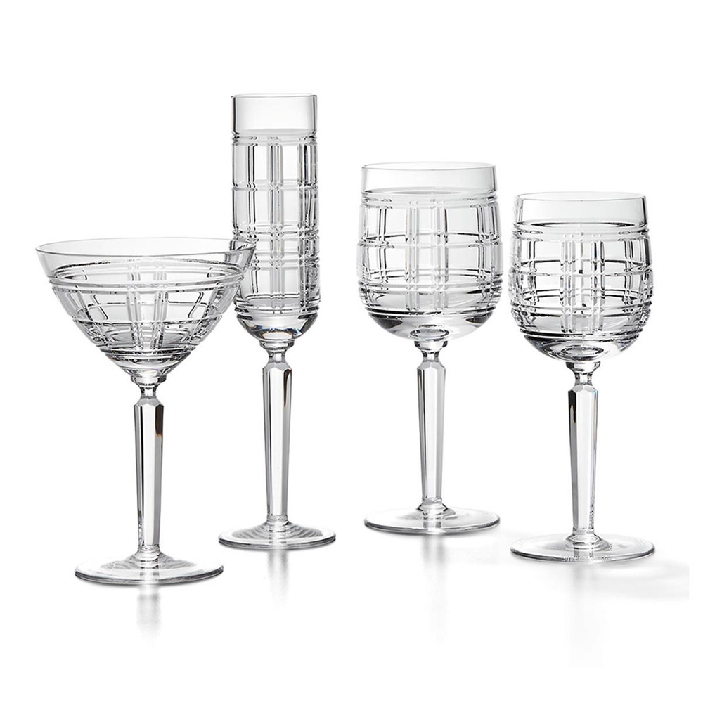 Ralph Lauren Hudson Plaid White Wine Glass