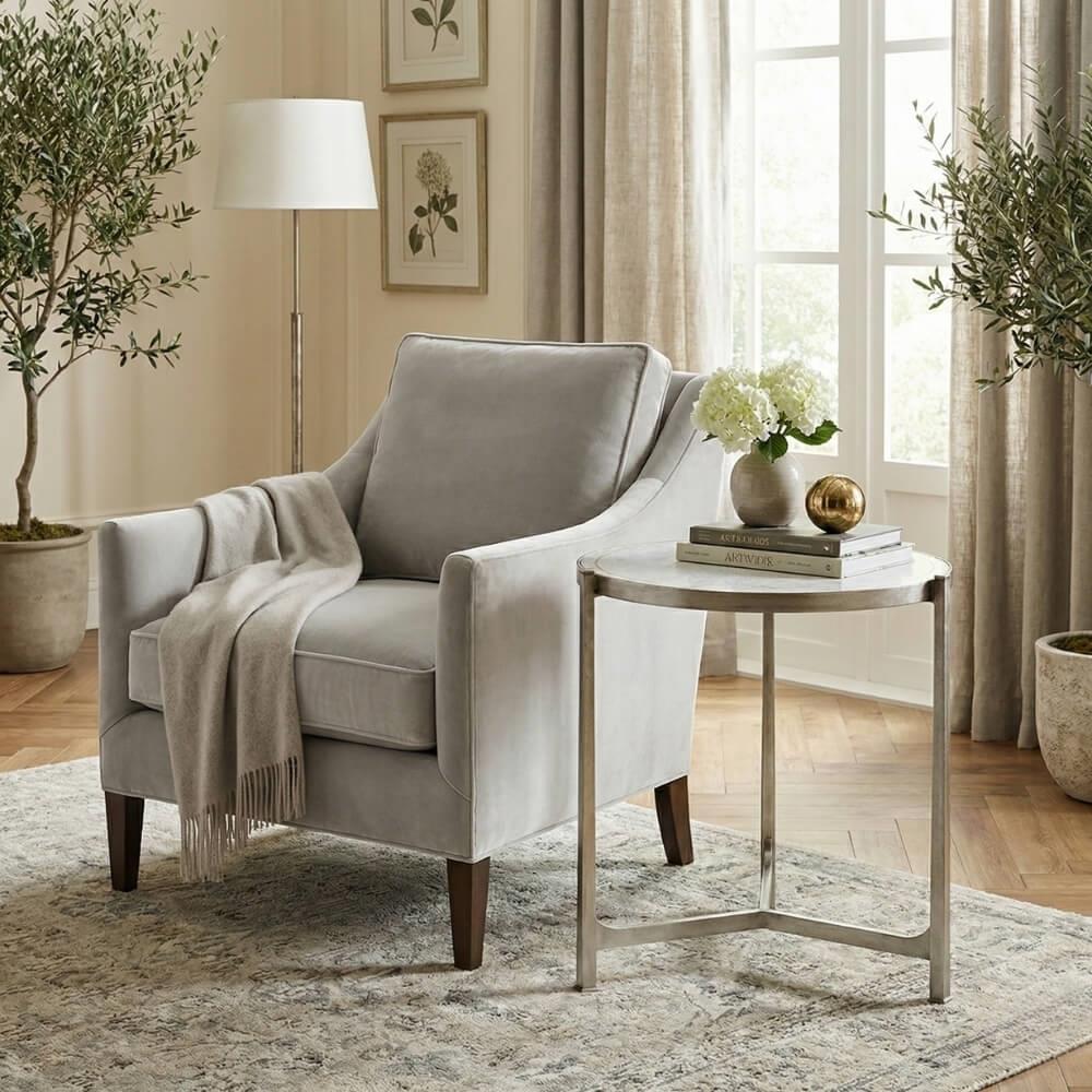 Jonathan Charles Modern Luxe Silver Yan sehpa