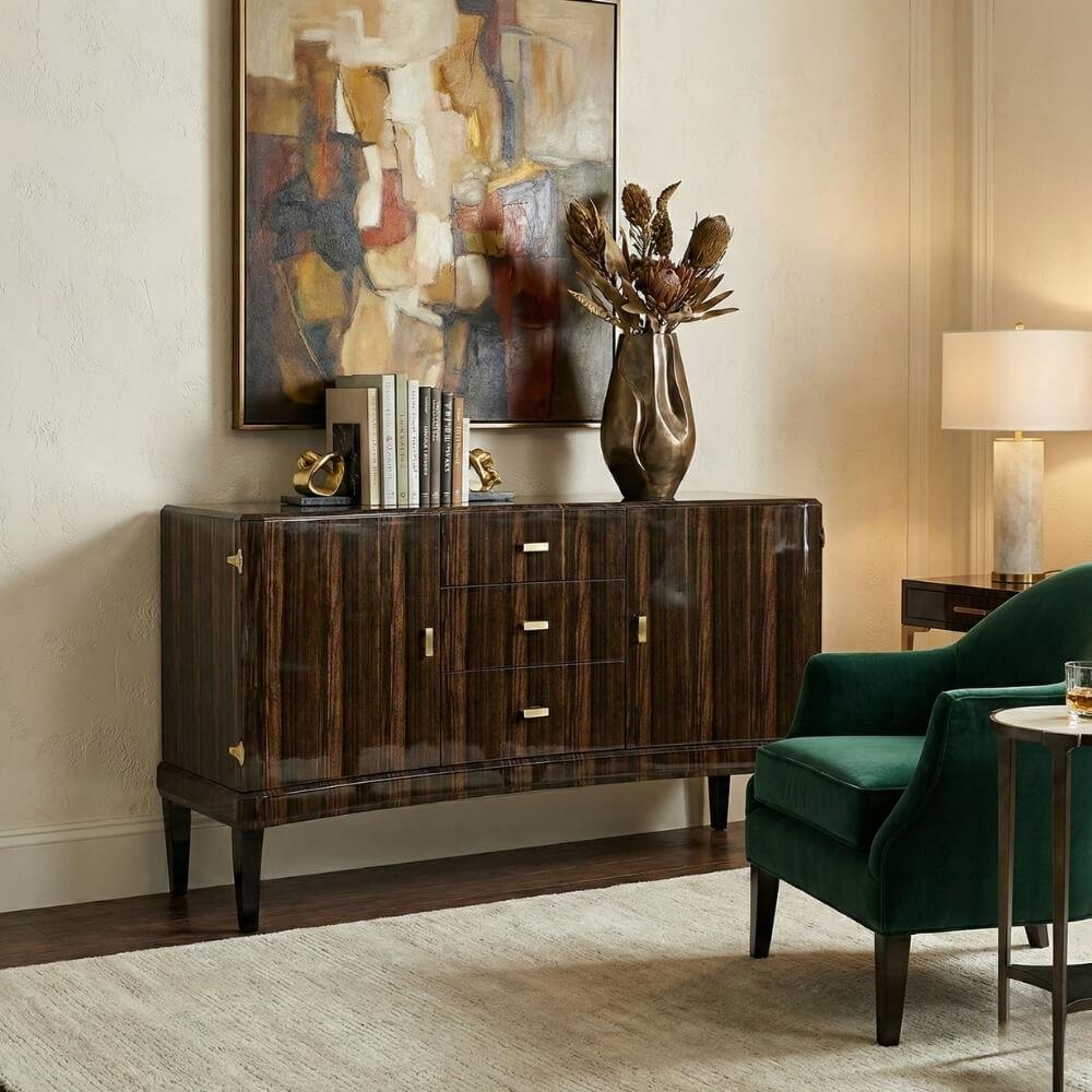 Jonathan Charles Rectangular Curved Art Deco Konsol