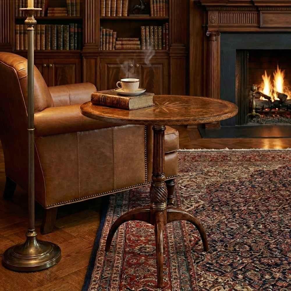 Jonathan Charles Windsor Small Round Walnut Side Table