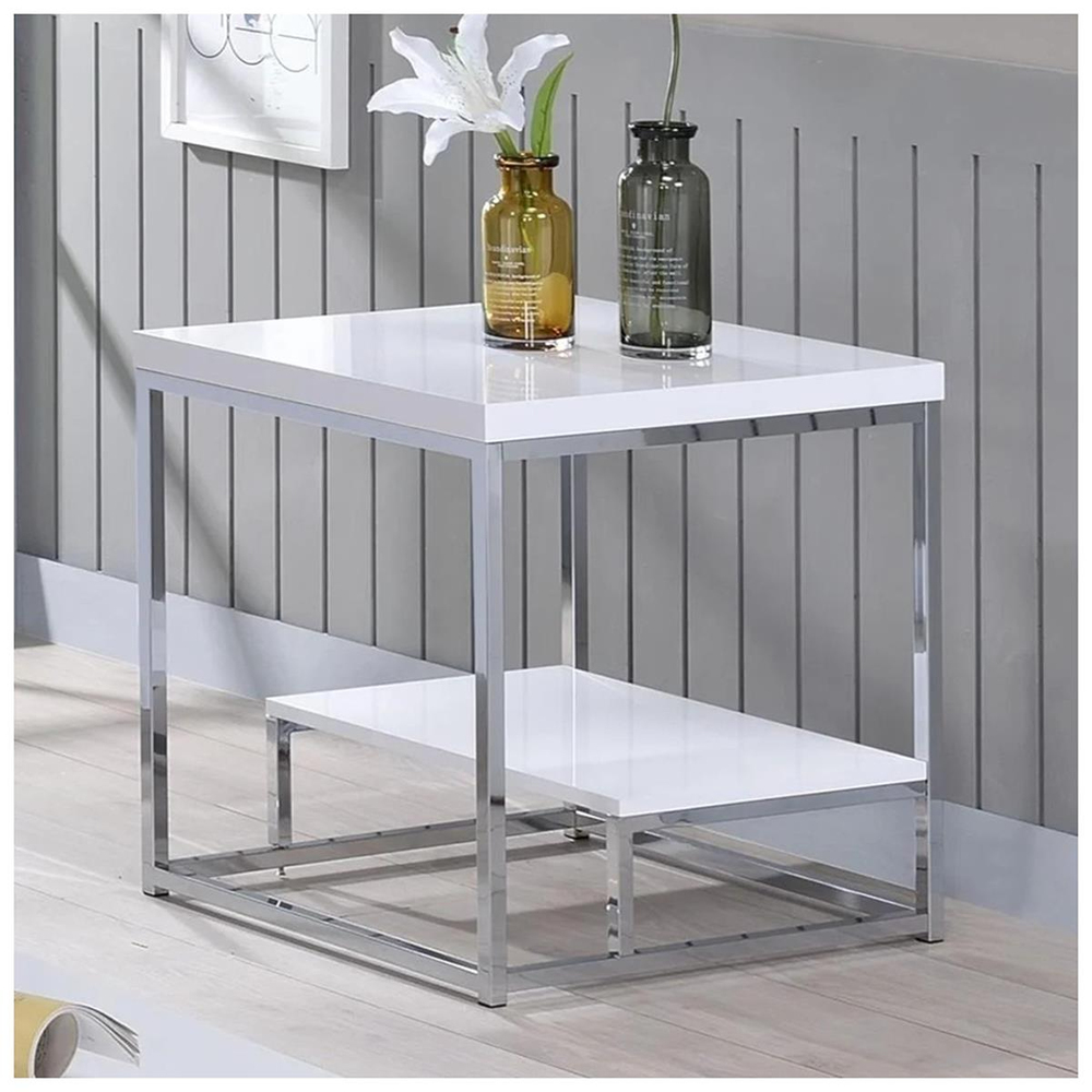 Steve Silver Lucia White Chrome Yan Sehpa