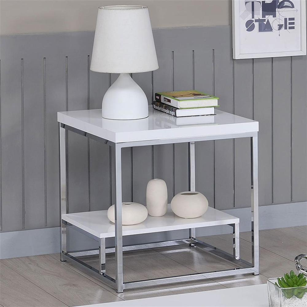 Steve Silver Lucia White Chrome Yan Sehpa