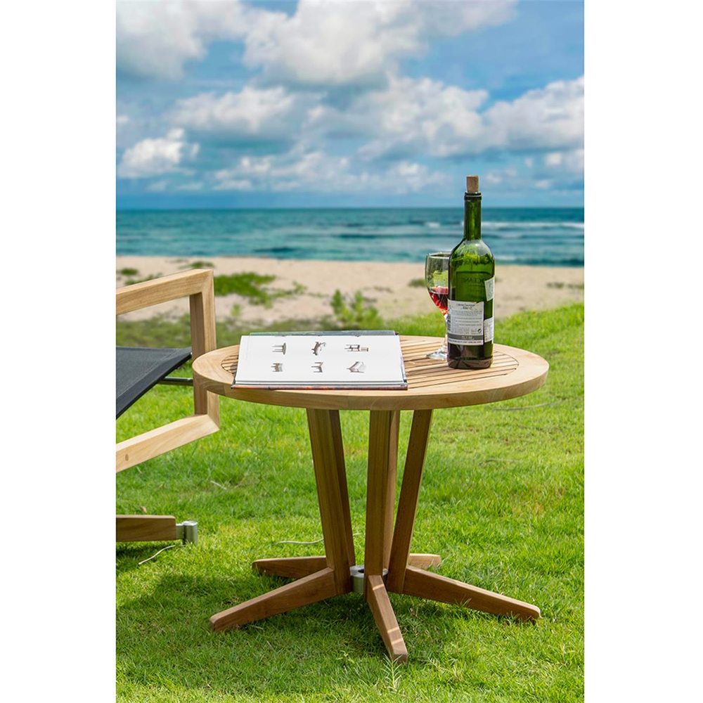 Alfresco Milan Teak Yuvarlak Yan Bahçe Sehpası