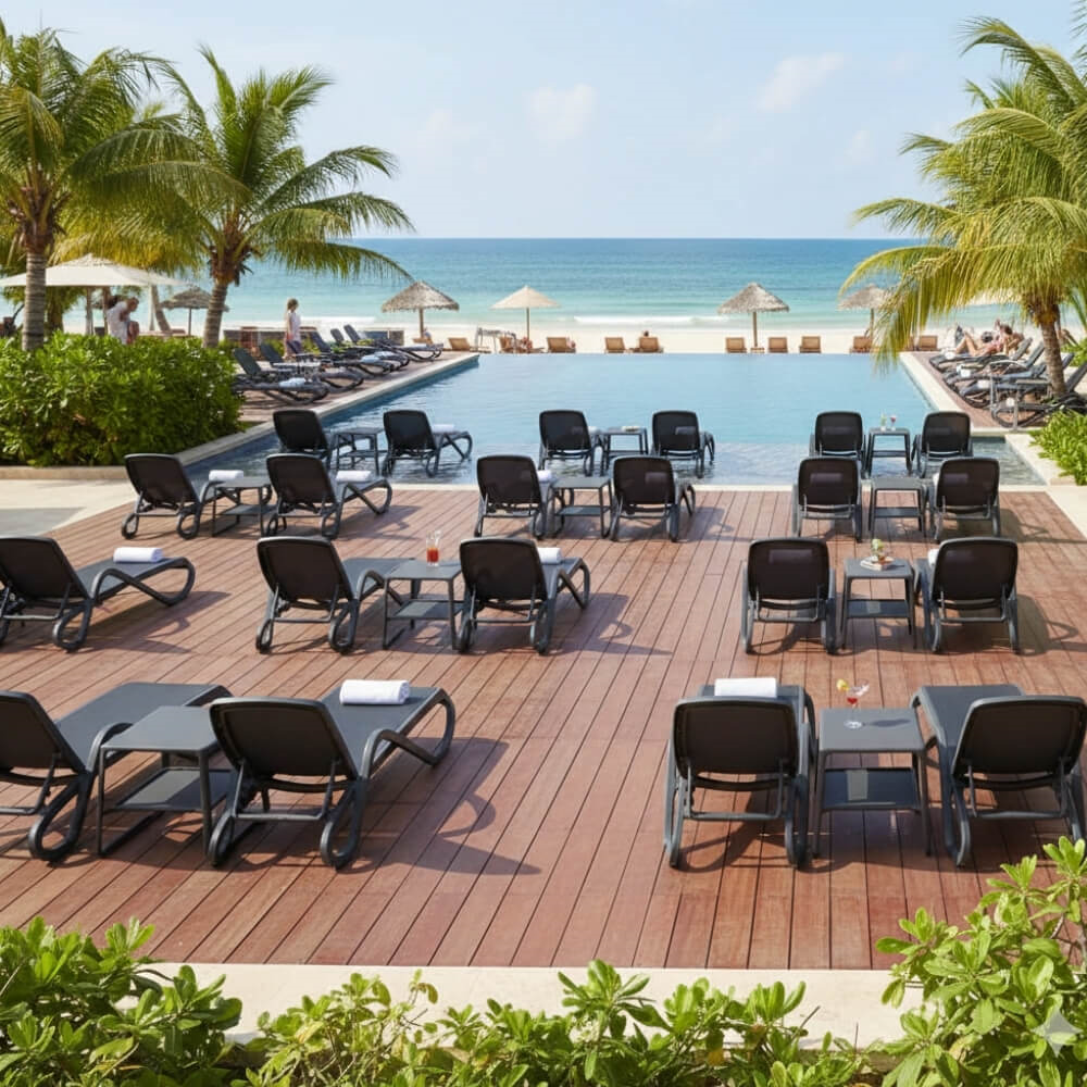 Alfa Anthracite 40 Loungers & 20 Side Tables Set