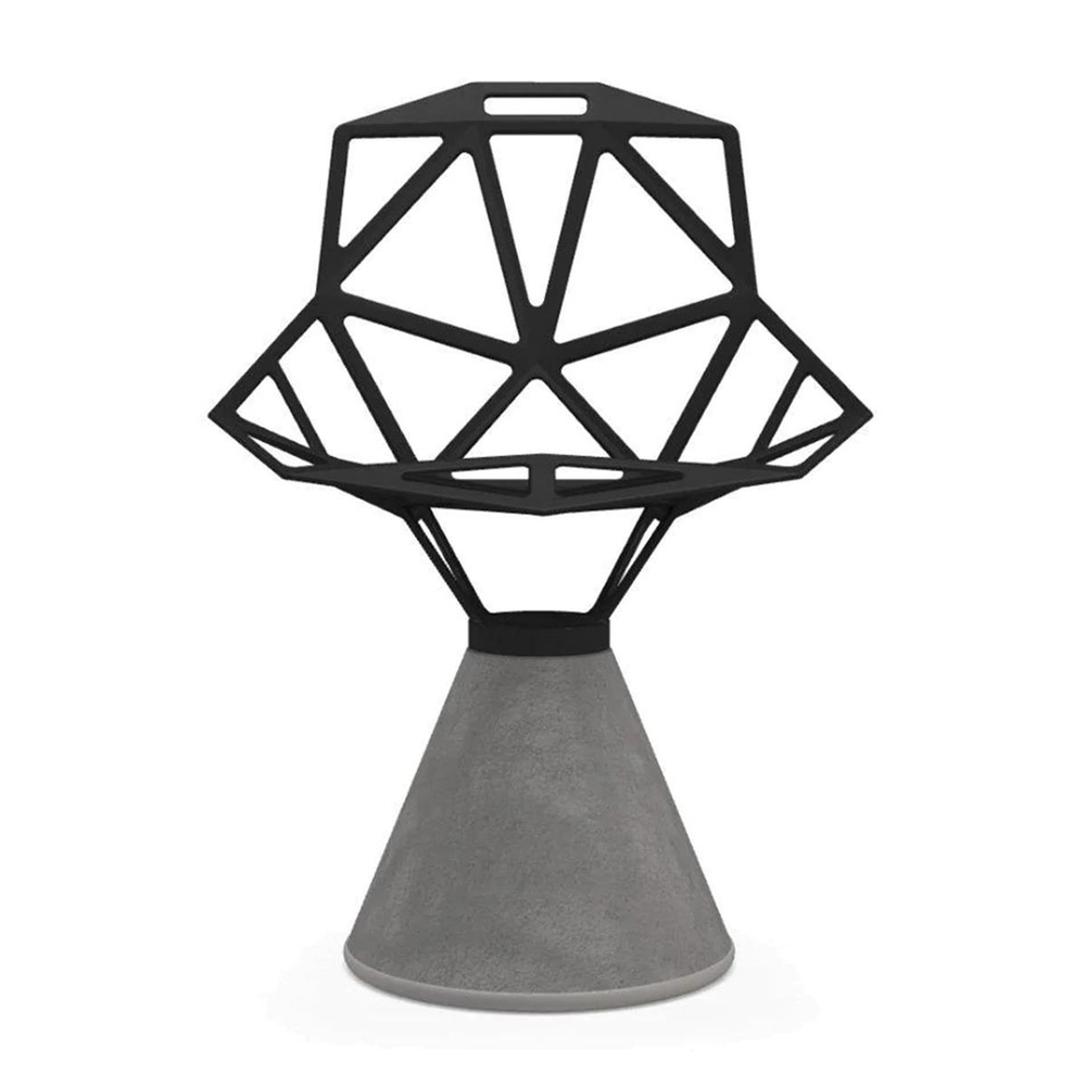One Sandalye-Base Black Concrete-Seat Black (5130)-Outdoor Use -(Döner Ayaklı)