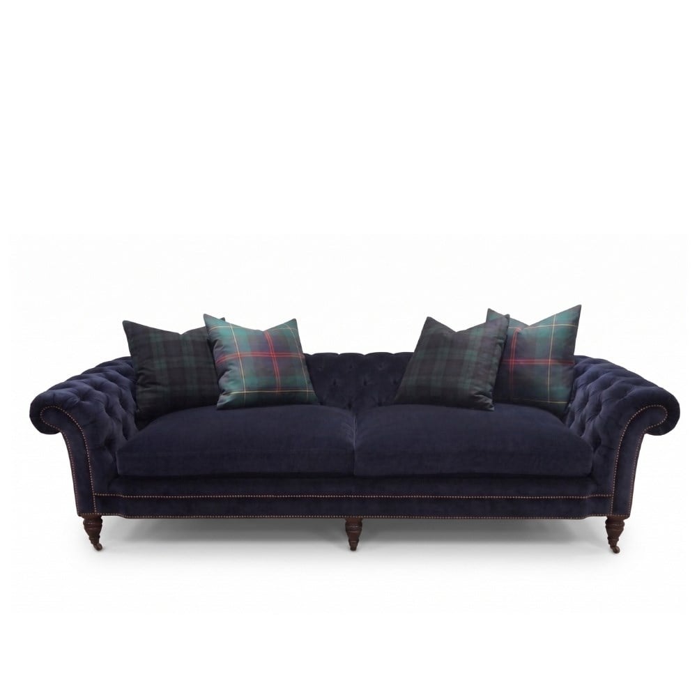 Brook Street Üçlü Kanepe-Fabric (UP6465) Benedetta Tweed Moonlight-(Grade 55)-Finish medium Mahogany Nail Antique Brass #9-2TP UP6505-2TP UP6548