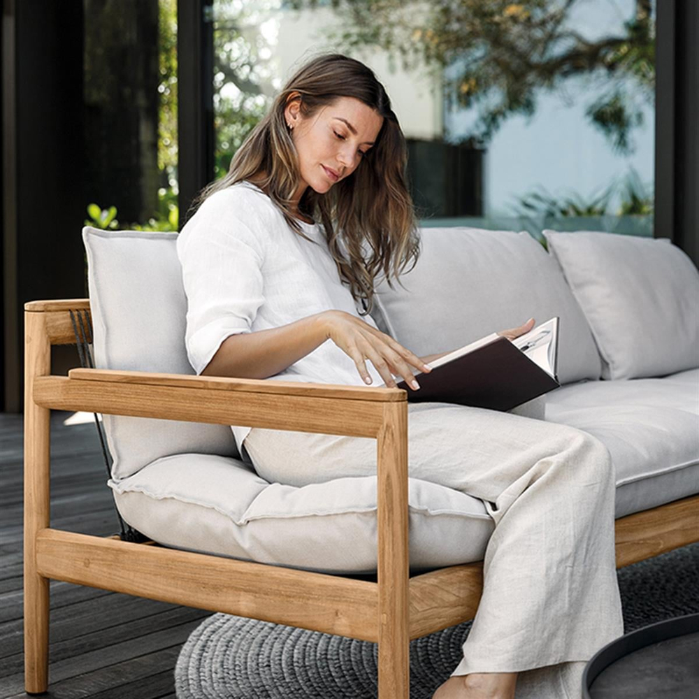 Gloster Saranac Natural Teak Blend Linen Üçlü Kanepe