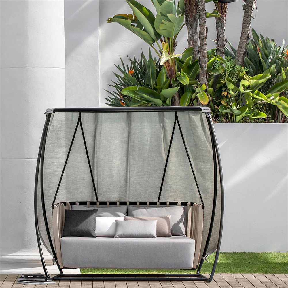 Ethimo Swing Pickled Teak / Sepia Black Hanging Armchair