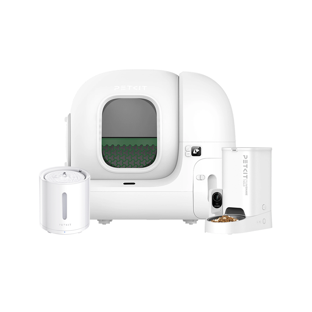 Petkit Pura Max 2 Akıllı Kedi Tuvaleti, Petkit Eversweet Solo 2 White ve Petkit Yumshare Solo Kameralı Akıllı Mama Kabı Paketi