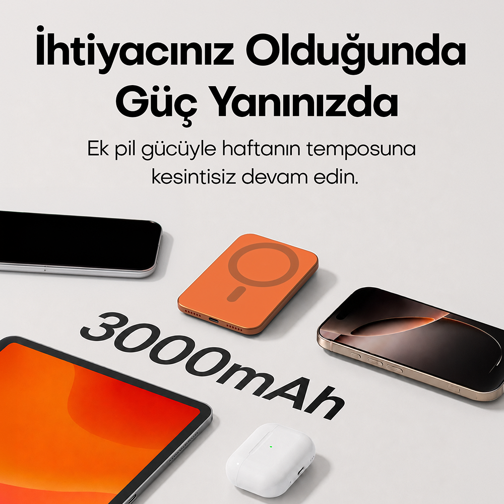 Hooma Magpulse 3 Slim 3000 mAh Powerbank Turuncu