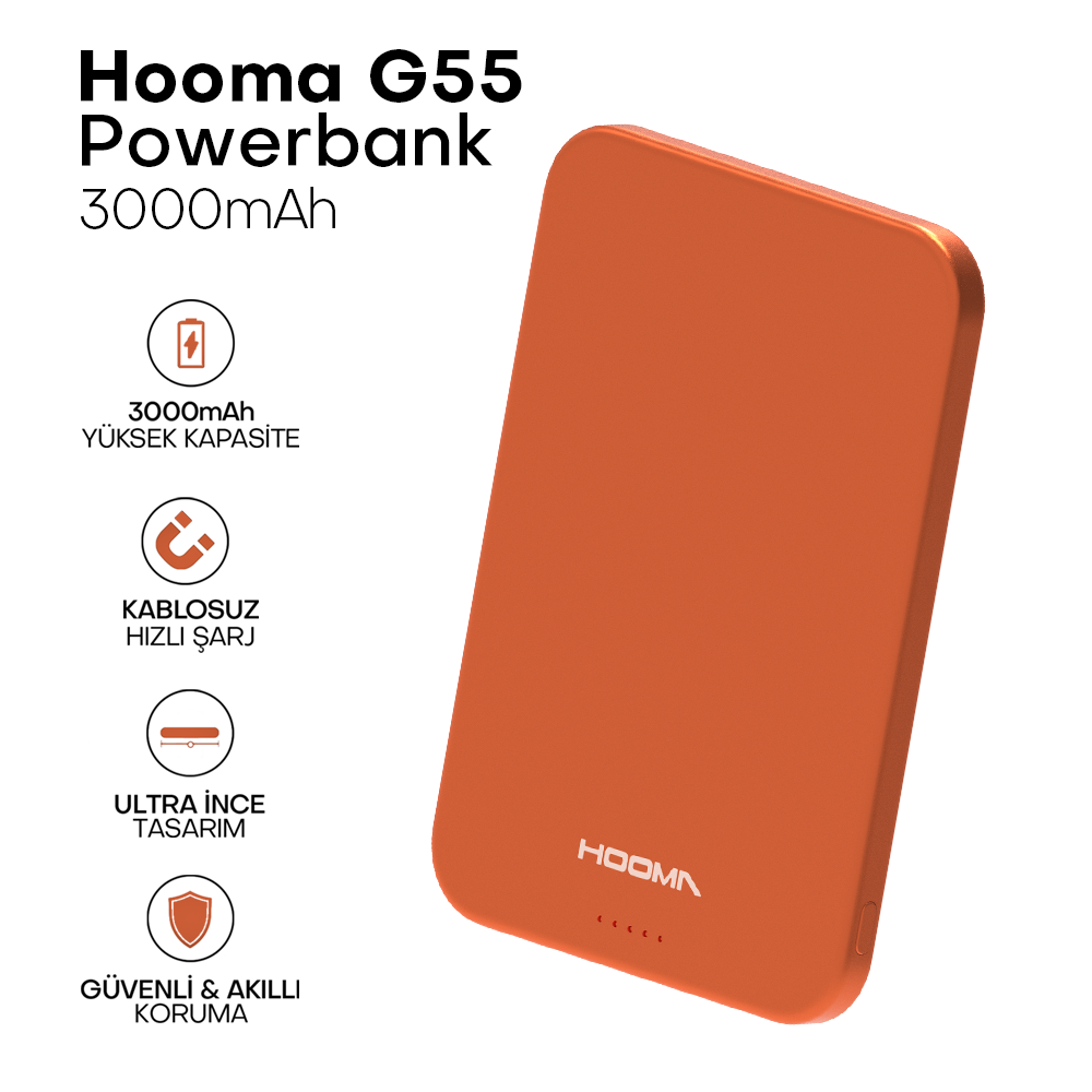 Hooma Magpulse 3 Slim 3000 mAh Powerbank Turuncu
