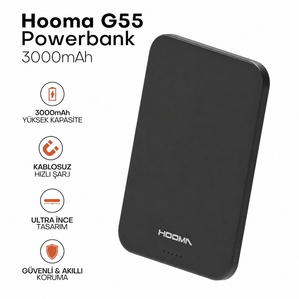 Hooma Magpulse 3 Slim 3000 mAh Powerbank Siyah