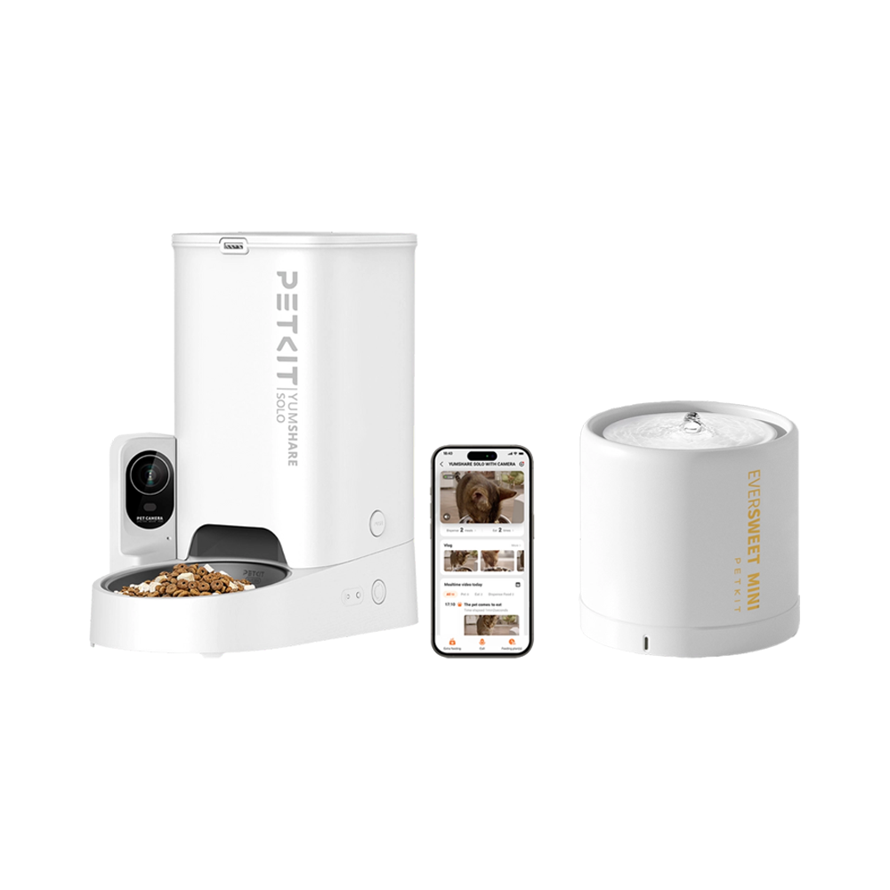 Petkit Yumshare Solo Kameralı Akıllı Mama Kabı ve Eversweet 5 Mini Su Pınarı Paketi