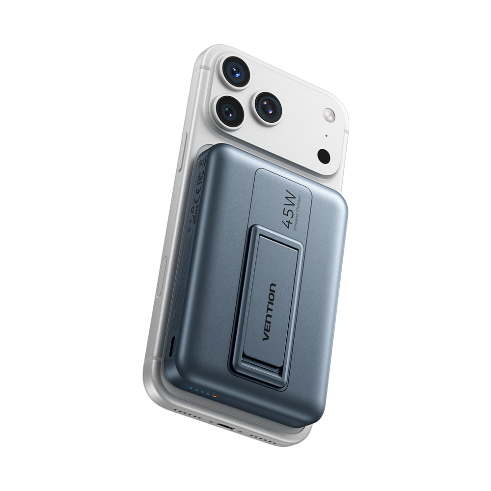 Vention 10000mAh 45W Qi2.2 Manyetik Powerbank  Katlanabilir Stantlı ve Hızlı Şarjlı Yıldız Grisi - FKU