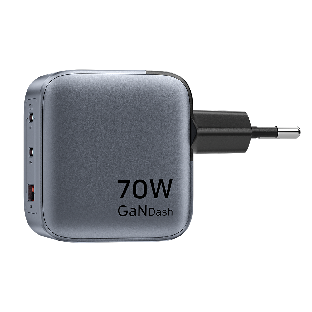 Vention Dash Serisi 70W GaN 5.0 3-Çıkışlı (2xUSB-C + USB-A) Hızlı Şarj Cihazı MacBook iPhone Uyumlu - FEX