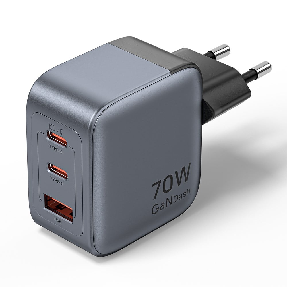 Vention Dash Serisi 70W GaN 5.0 3-Çıkışlı (2xUSB-C + USB-A) Hızlı Şarj Cihazı MacBook iPhone Uyumlu - FEX